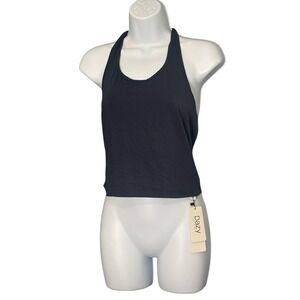 Dazy Black Halter Neck Crop Tank Top Womens Size L‎ NWT